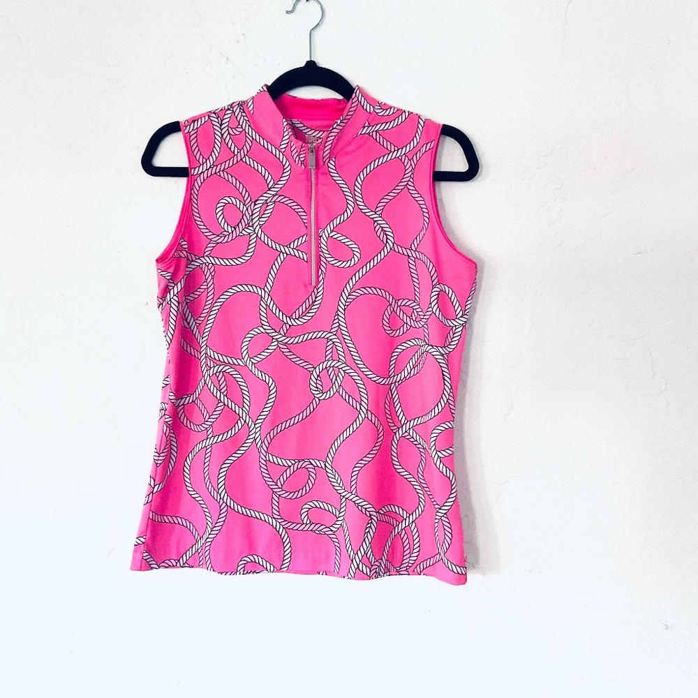 TAIL Zippered Rope Pattern Sleeveless Pink Athletic Top Sz M